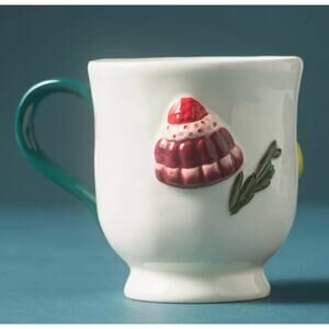 NWT: Anthropologie - Holifaye, Green Handle, Hand-Painted, Stoneware Coffee Mug